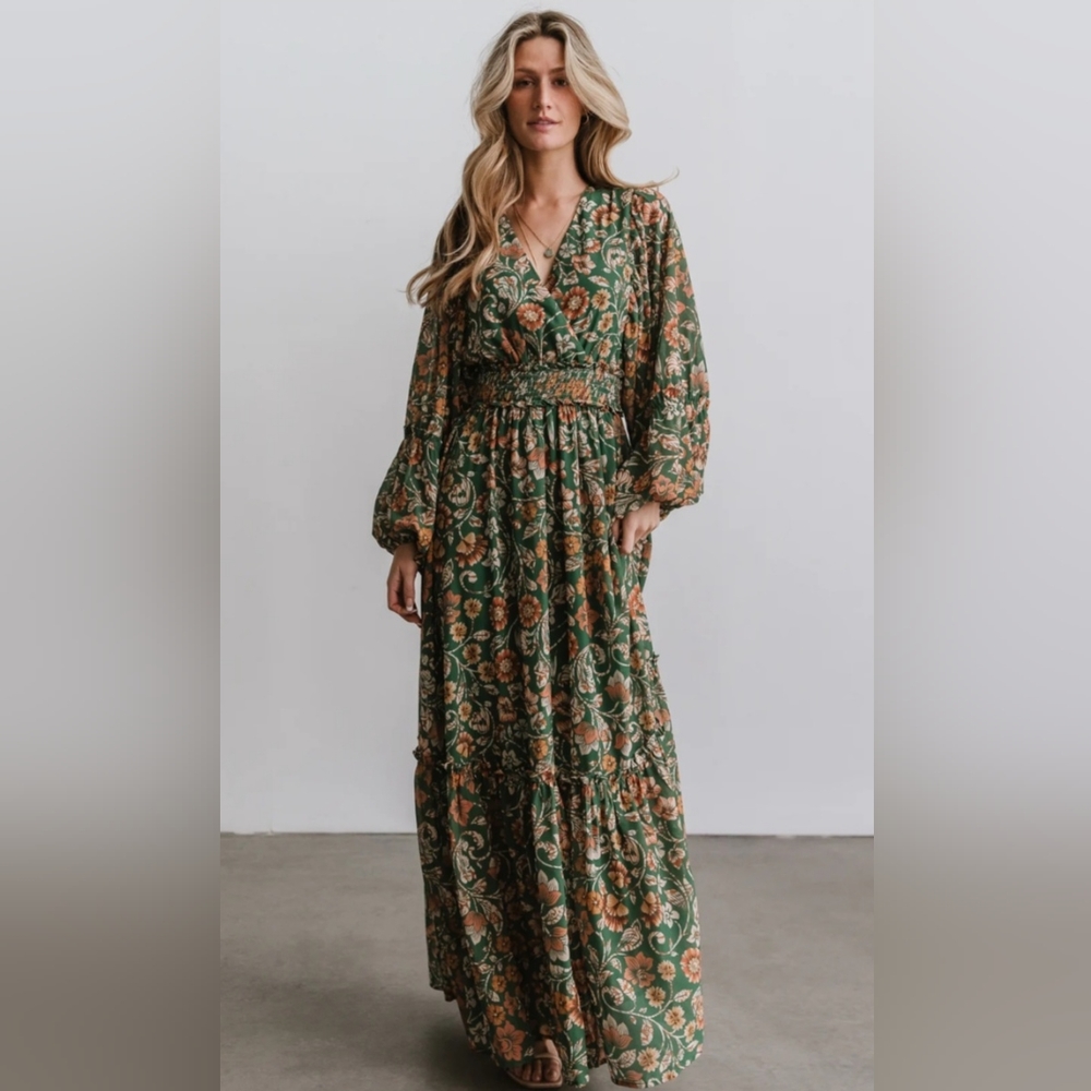 Baltic Born Bria Maxi Dress, SIZE SMALL, color green, green floral
